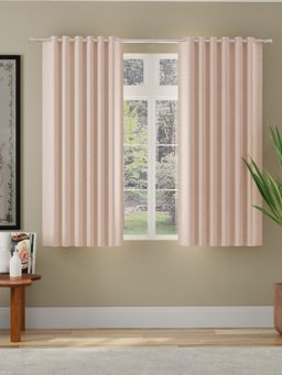Rosara Home - Pink Solid Jacquard Room Darkening Window Curtains (Pack of 2)