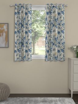 Rosara Home - Blue Floral Regular Window Curtains (Pack of 2)