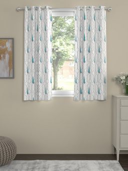 Rosara Home - White Ethnic Regular Window Curtains (Pack of 2)
