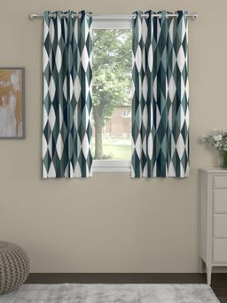 Rosara Home - Teal Geometric Regular Window Curtains (Pack of 2)