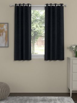 Rosara Home - Charcoal Solid Polyester Regular Window Curtains (Pack of 2)