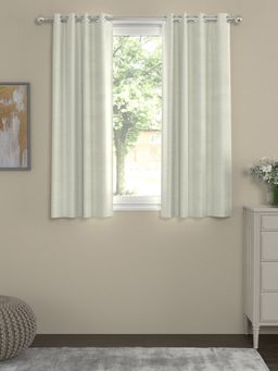Rosara Home - Cream Solid Regular Window Curtains (Pack of 2)