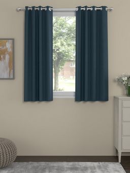 Rosara Home - Navy Blue Solid Regular Window Curtains (Pack of 2)