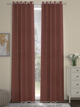 Rosara Home - Maroon Solid Regular Door Curtains (Pack of 2)
