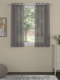 Rosara Home - Grey Solid Transparent Window Curtains (Pack of 2) (5 x 4 Feet)