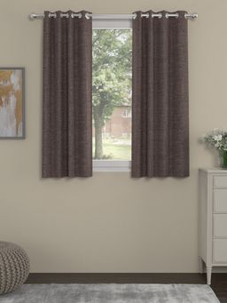Rosara Home - Brown Textured Black Out Window Curtains (Pack of 2)