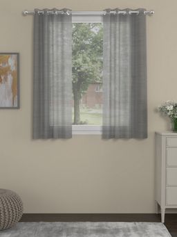 Rosara Home - Grey Solid Sheer Window Curtains (Pack of 2)