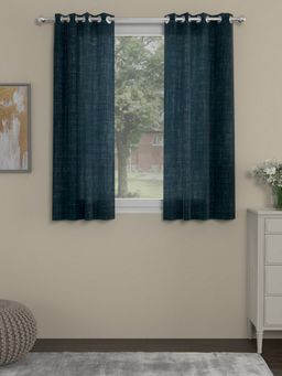 Rosara Home - Navy Blue Solid Sheer Window Curtains (Pack of 2)