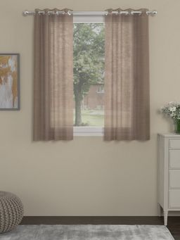 Rosara Home - Taupe Solid Sheer Window Curtains (Pack of 2)