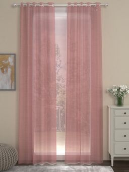 Rosara Home - Pink Solid Sheer Door Curtains (Pack of 2)