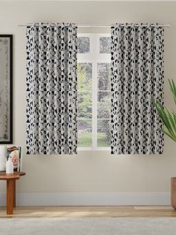 Rosara Home - Navy Blue Abstract Room Darkening Window Curtains (Pack of 2)
