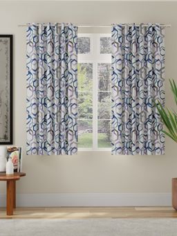 Rosara Home - Blue Abstract Room Darkening Window Curtains (Pack of 2)