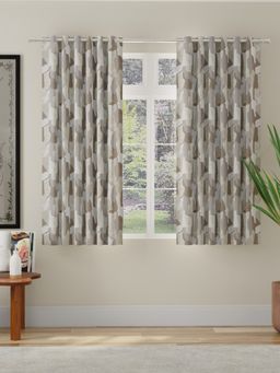 Rosara Home - Beige Abstract Room Darkening Window Curtains (Pack of 2)
