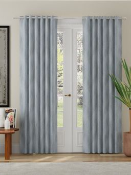 Rosara Home - Blue Abstract Room Darkening Long Door (Pack of 2) (8 x 4 Feet)