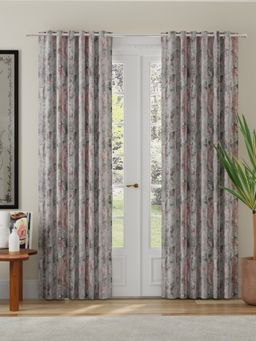 Rosara Home - Grey Abstract Room Darkening Long Door (Pack of 2) (8 x 4 Feet)