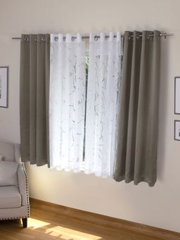 Rosara Home - Brown Solid Black Out and Sheer Window Curtains (Pack of 4)