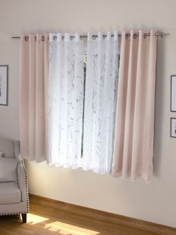 Rosara Home - Peach Solid Black Out and Sheer Window Curtains (Pack of 4)