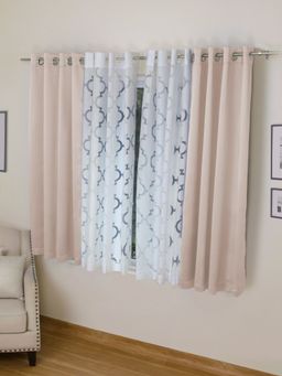 Rosara Home - Peach Solid Black Out and Sheer Window Curtains (Pack of 4)