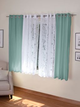 Rosara Home - Turquoise Blue Solid Window Curtains (Pack of 4) (5 x 4 Feet)
