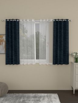 Rosara Home - Navy Blue Stripes Window Curtains (Pack of 4)