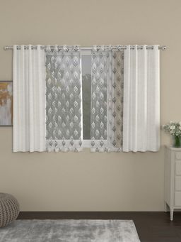 Rosara Home - Cream Room Darkening and Sheer Window Curtains (Pack of 4)