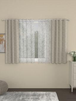 Rosara Home - Beige Jacquard Abstract Window Curtains (Pack of 4)
