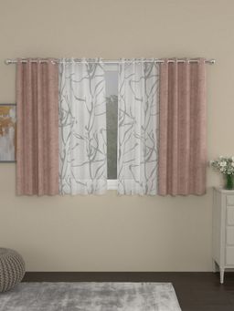 Rosara Home - Mauve Jacquard Abstract Window Curtains (Pack of 4)