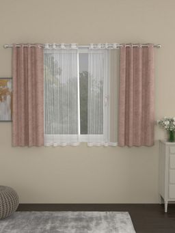 Rosara Home - Mauve Jacquard Striped Window Curtains (Pack of 4)