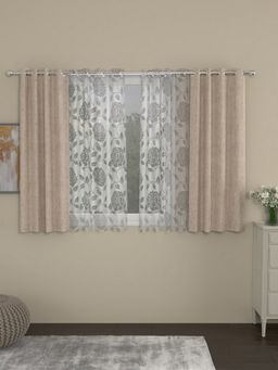 Rosara Home - Beige Solid Window Curtains (Pack of 4)