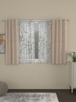 Rosara Home - Beige Solid Window Curtains (Pack of 4)