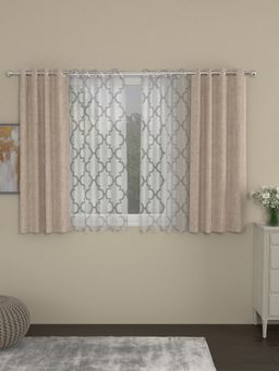 Rosara Home - Beige Solid Window Curtains (Pack of 4)