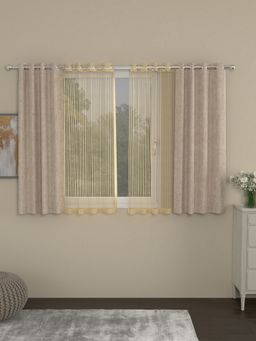 Rosara Home - Beige Stripes Window Curtains (Pack of 4)