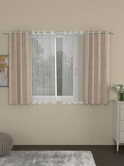 Rosara Home - Beige Stripes Window Curtains (Pack of 4)