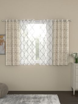 Rosara Home - Beige Jacquard Window Curtains (Pack of 4)