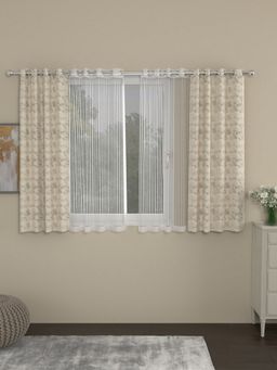 Rosara Home - Beige Jacquard Window Curtains (Pack of 4)