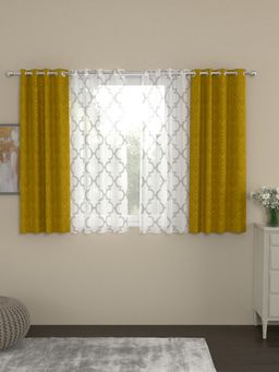 Rosara Home - Mustard Jacquard Window Curtains (Pack of 4)
