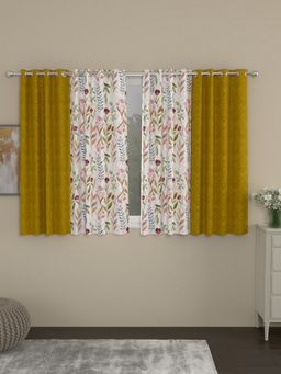 Rosara Home - Gold Jacquard Window Curtains (Pack of 4)