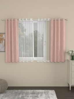 Rosara Home - Pink Jacquard Striped Window Curtains (Pack of 4)