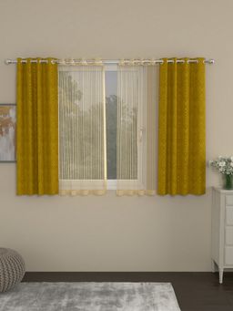 Rosara Home - Gold Jacquard Window Curtains (Pack of 4)