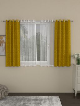 Rosara Home - Gold Jacquard Window Curtains (Pack of 4)