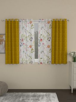 Rosara Home - Gold Jacquard Window Curtains (Pack of 4)