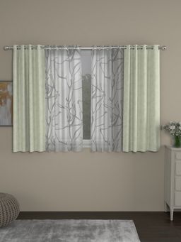 Rosara Home - Green Jacquard Abstract Window Curtains (Pack of 4)