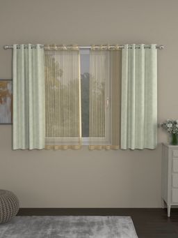 Rosara Home - Green Jacquard Striped Window Curtains (Pack of 4)