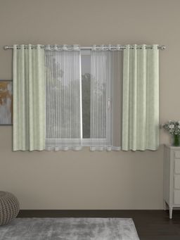 Rosara Home - Green Jacquard Striped Window Curtains (Pack of 4)