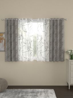 Rosara Home - Grey Jacquard Window Curtains (Pack of 4)