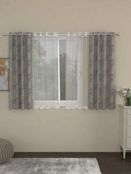 Rosara Home - Grey Jacquard Window Curtains (Pack of 4)