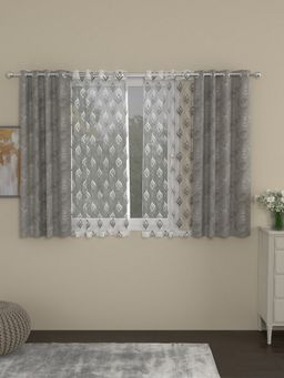 Rosara Home - Grey Embroidered Window Curtains (Pack of 4)