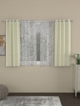 Rosara Home - Cream Solid Abstract Window Curtains (Pack of 4)