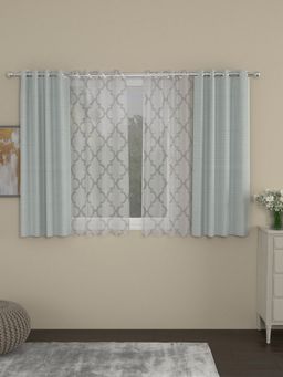Rosara Home - Grey Solid Geometric Window Curtains (Pack of 4)