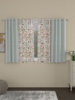 Rosara Home - Grey Floral Window Curtains (Pack of 4)